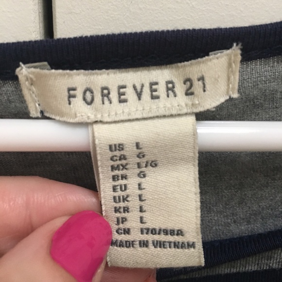 Forever 21 Grey and Blue Long Sleeve Crop Top - Picture 6 of 6